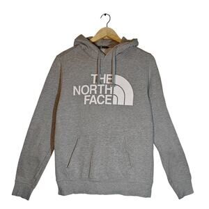The North Face Gray Logo Hoodie Sweatshirt Mens Small Classic Pullover